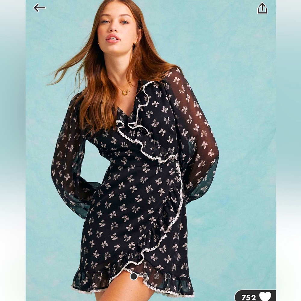 NWT….ASOS…Black Floral Wrap Dress…Sz 10